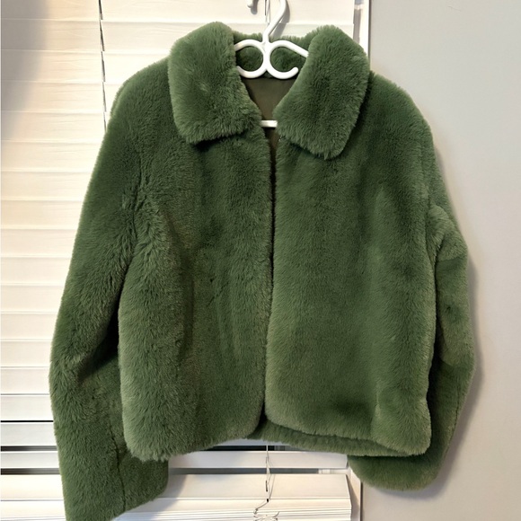 Jackets & Blazers - Green Faux Fur Jacket